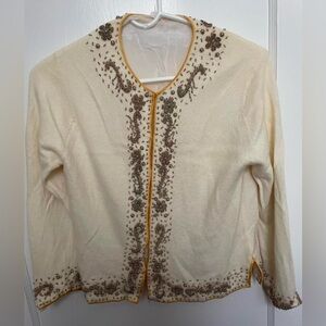 Vintage Beaded Cream Cardigan